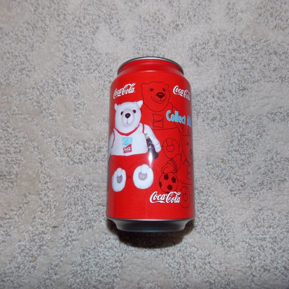 2004 Athens Olympics COCA COLA PLUSH POLAR BEAR in Coke Stash Can - Picture 2 of 12